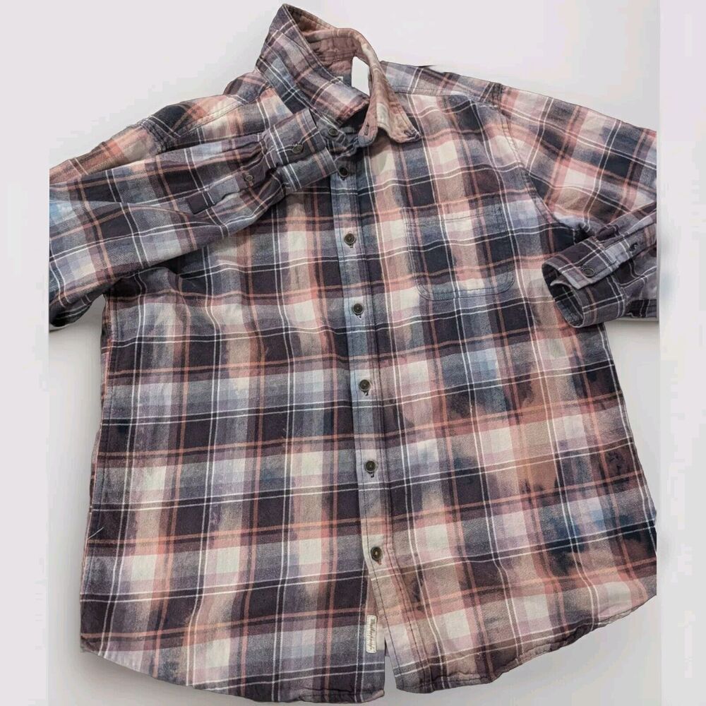 Franklin Flannels Shirt Mens Long Sleeve Button Up Brown Beige Plaid XL